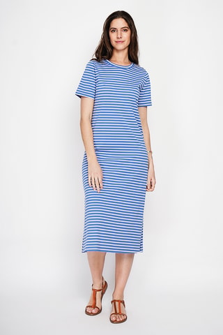 Vestido midi de lino - Azul