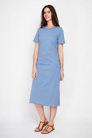 Vestido midi de lino - Azul