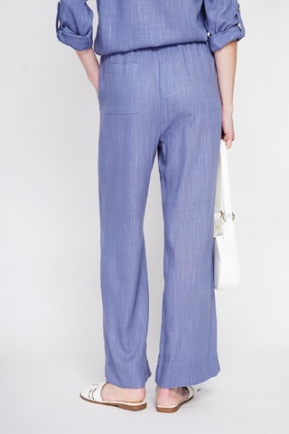Pantalón ancho de lino - Azul