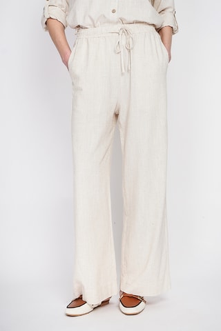 Pantalón ancho de lino - Beige