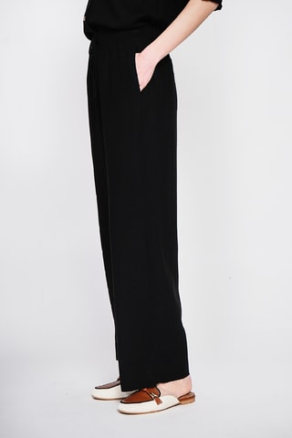 Pantalón ancho de lino - Negro
