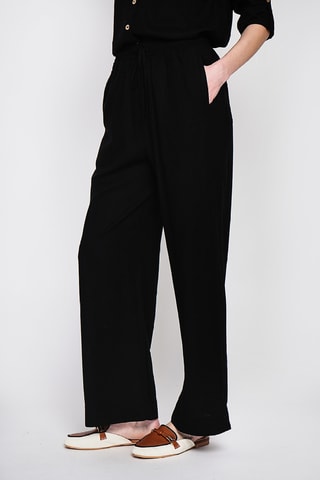 Pantalón ancho de lino - Negro