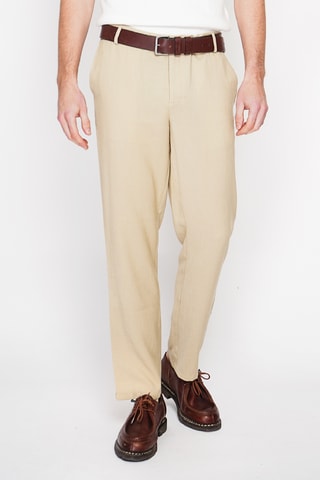 Pantalón recto de lino - Camel