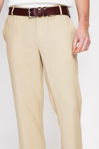Pantalón recto de lino - Camel