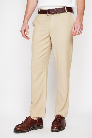 Pantalón recto de lino - Camel