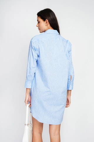 Vestido camisero de lino - Azul