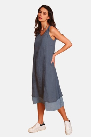 Vestido de lino - Azul marino