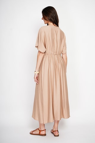 Vestido largo de lino - Camel