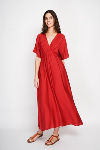 Vestido largo de lino - Rojo