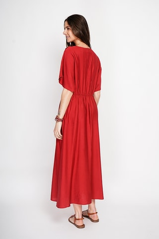 Vestido largo de lino - Rojo