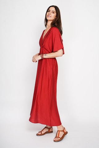 Vestido largo de lino - Rojo