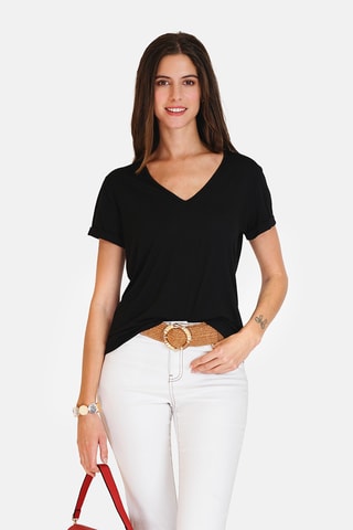 Camiseta de lino - Negro