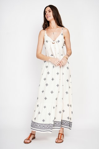 Vestido largo de lino - Blanco