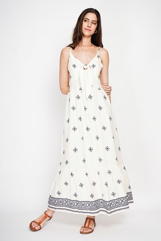 Vestido largo de lino - Blanco
