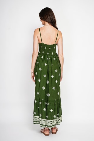 Vestido largo de lino - Caqui