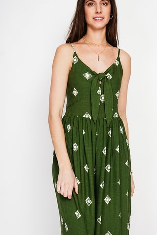 Vestido largo de lino - Caqui
