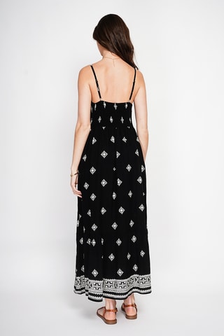 Vestido largo de lino - Negro