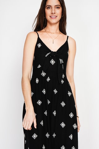 Vestido largo de lino - Negro