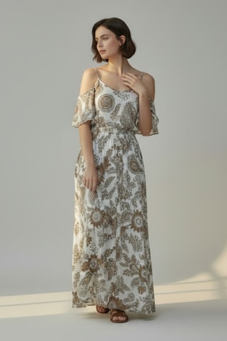 Vestido largo de lino - Camel