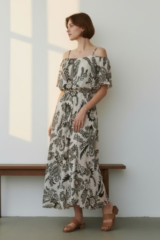 Vestido largo de lino - Negro