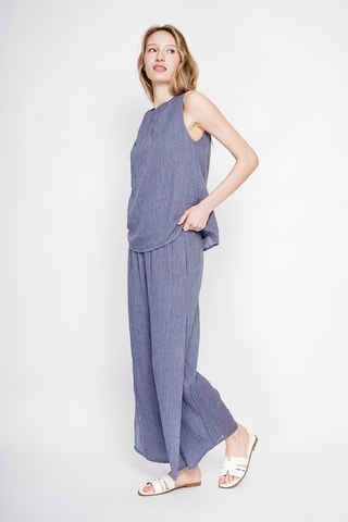 Top en lin - Bleu