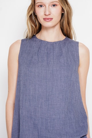 Top en lin - Bleu