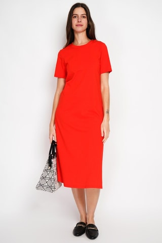 Vestido largo de lino - Rojo