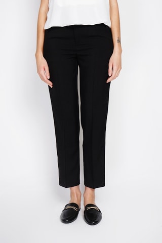 Pantalón recto 7/8 de lino de tiro alto - Negro