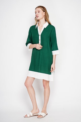 Vestido recto de lino - Azul