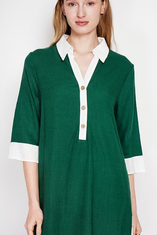 Vestido recto de lino - Azul