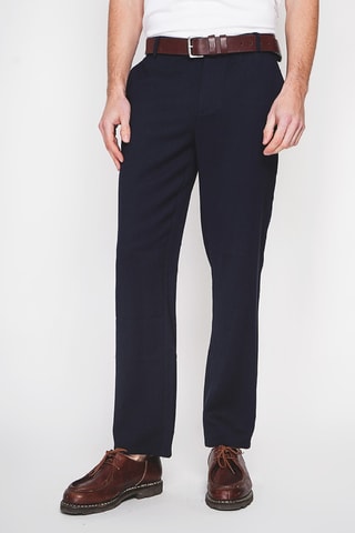 Pantalón recto de lino - Azul marino