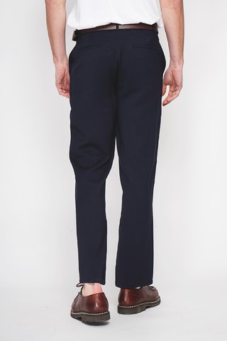 Pantalón recto de lino - Azul marino