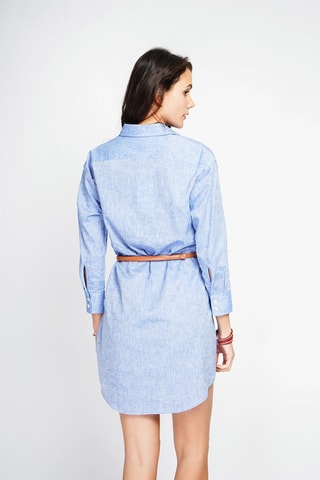 Vestido camisero de lino - Azul