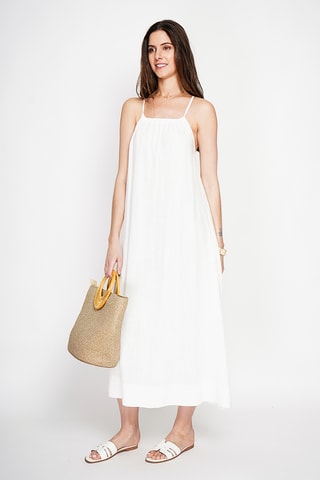 Vestido largo de lino - Blanco