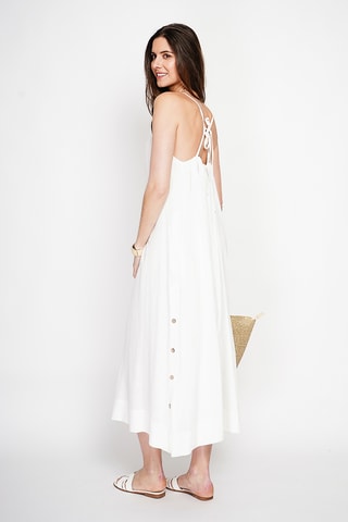 Vestido largo de lino - Blanco