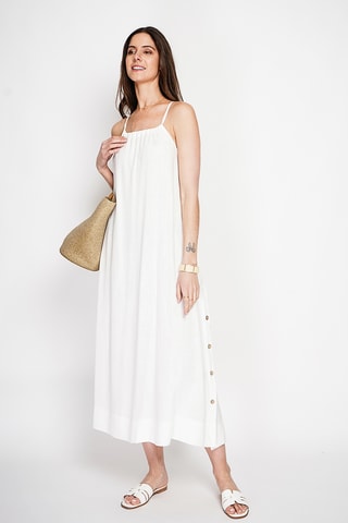 Vestido largo de lino - Blanco