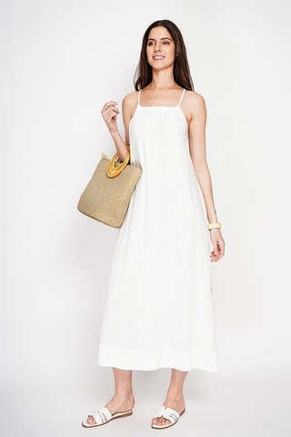 Vestido largo de lino - Blanco