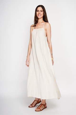 Vestido largo de lino - Beige