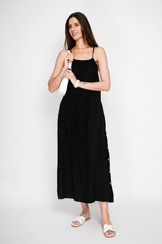 Vestido largo de lino - Negro