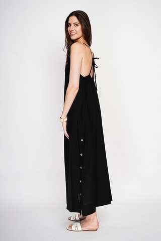 Vestido largo de lino - Negro