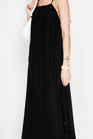Vestido largo de lino - Negro