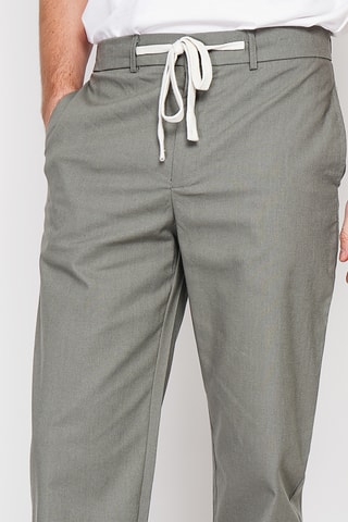 Pantalón recto de lino - Caqui
