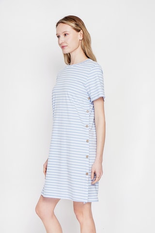 Vestido recto de lino - Azul