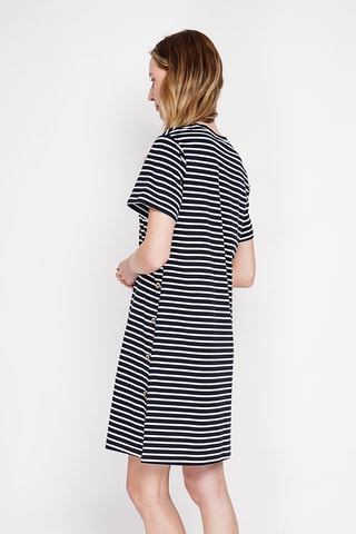 Vestido recto de lino - Azul marino