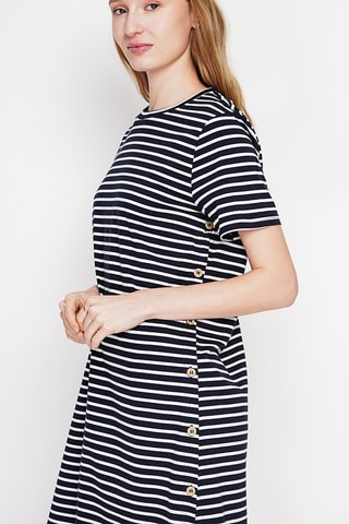 Vestido recto de lino - Azul marino