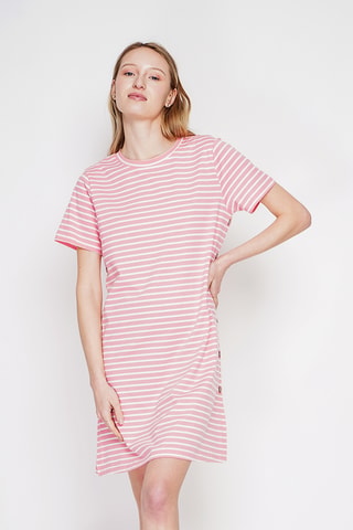 Vestido recto de lino - Rosa