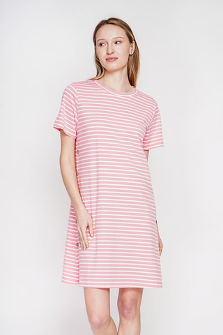 Vestido recto de lino - Rosa
