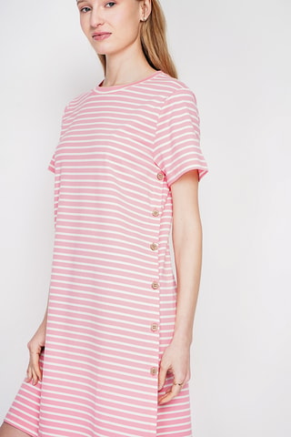 Vestido recto de lino - Rosa