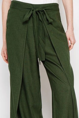 Pantalón cruzado de lino - Caqui