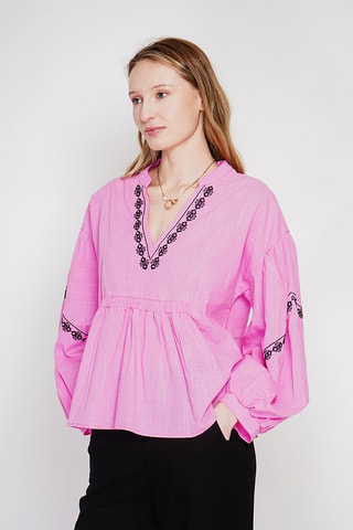 Blouse en lin - Ciel - Fuchsia